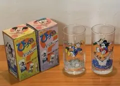 【レトロ】ミッキーマウス ガラスコップ 2個セット