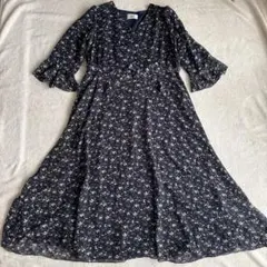 HUG.U ハグユー　シフォン　ワンピース　小花柄　裏起毛　Mサイズ