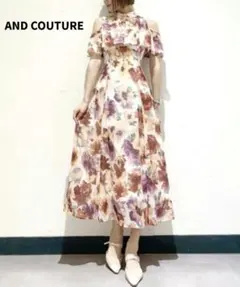AND COUTURE シェイドフラワー肩開きワンピース 38 花柄 マキシ丈