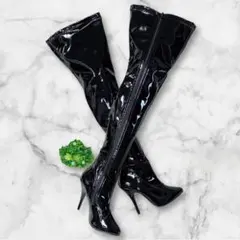 美品 PLEASER SEDUCE-3000 エナメルニーハイブーツ サイズL