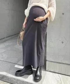 andme Lサイズ【マタニティ】セルフカット リブ タイト スカート