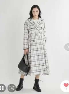 美品ミラオーウェン　リネン　タックデザインナロードレストレンチコー ト　Aライン