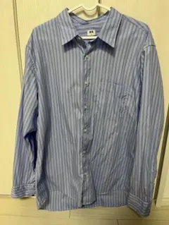 UNIQLO 長袖シャツ XL 青と白のストライプ