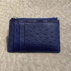 新品　オーストリッチレザー ネイビー フラグメントケース コイン&カードケース