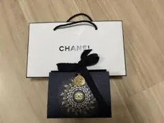 CHANEL ショップ袋 ネイビー 花柄