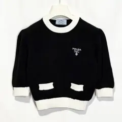 ☆プラダ ロゴ シルククロップドセーター☆PRADA☆シルクリブニット