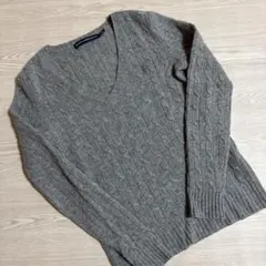 RALPH LAUREN SPORT ケーブルニット Vネック グレー M