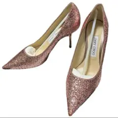 新品JIMMY CHOO グリッターパンプス ピンクゴールド 37 極美品