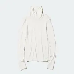 極暖ヒートテックシームレスリブタートルネックT ホワイト M