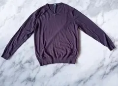 紫 Vネックニット　UNIQLO ユニクロ　メンズ　セーター　カーディガン
