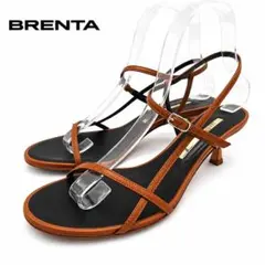 BRENTAブラックレザーストラップサンダルトングスクエアトゥ36 - メルカリ