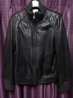 One Gravity リブ付きシープレザーブルゾン シングルライダース