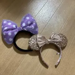 ミニーマウス風カチューシャ2点セット