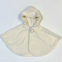 MIKI HOUSEミキハウス フード付きベビーポンチョ クリーム色 70〜85