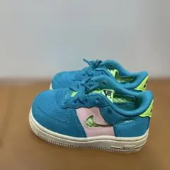 Nike キッズ スニーカー エアフォース1 青/ピンク/黄緑