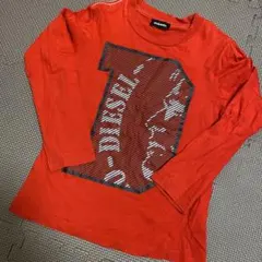 【美品】DIESEL 赤 長袖カットソー 120cm
