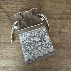 No.455 インド刺繍リボン スマホポーチ