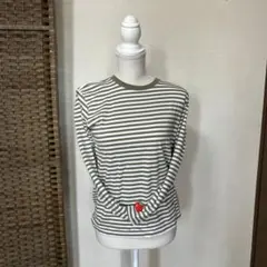 無印良品 ボーダー長袖Tシャツ カーキ150cmのサムネイル