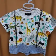 klädskåp 動物柄 サスペンダー風 Tシャツ 90cmのサムネイル