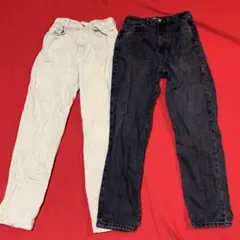 ZARA ホワイト・ダークグレースリムフィットデニムパンツセット　サイズ26