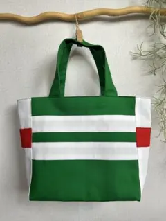 【キャロットクラブ勝負服柄のトートバッグ】　マチ付き　ハンドメイド　競馬バッグ