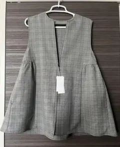 ☆新品未使用タグ付☆【LOWRYS FARM 】チェック柄 グレー ベスト ジレ