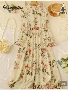 Rometta フラワープリント ワンピース CURVE