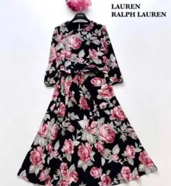 LAUREN フラワープリント 長袖ドレス　サイズ10