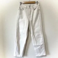 ユニクロ　ストレート ジーンズ デニム　白　24インチ　スタイリッシュ