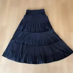 ブラックベロアプリーツロングスカート