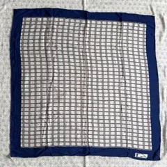 【vintage】DESSINS シルク100% スカーフ 幾何学チェック 絹のサムネイル
