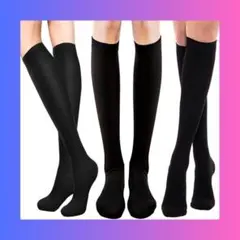 専門家監修 3足組 着圧ソックス 程よい引き締め ハイソックス 3段式階着圧