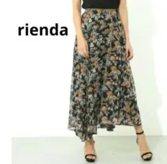 ✨リエンダ✳️花柄 ロングフレアスカート／アシンメトリー／マキシ丈／軽量／夏