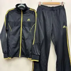 極美品 アディダス ジャージ 上下 セットアップ ３本ライン 黒ゴールド L