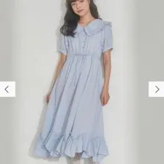 メリージェニー　フリルカラーギンガムワンピース