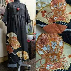 正絹 作家物 黒留袖 着物リメイク ロングドレス セミオーダー 正絹 友禅 黒留袖 着物リメイク ロングドレス セミオーダー - メルカリ