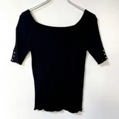 PROPORTION BODY DRESSING 5分袖リブニット パールボタン