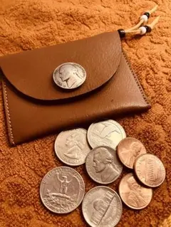 USAヴィンテージ コンチョ付本革コインケース 未使用