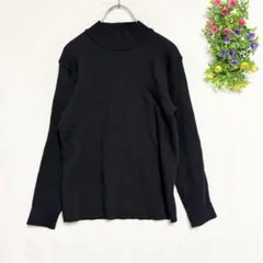 ヴィンテージ【L】ウール100% 長袖ニット セーター ブラック 日本製 古着