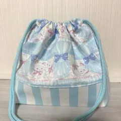 No.1220 お弁当袋 巾着袋 ハンドメイド 女の子 ねこ フリル かわいい
