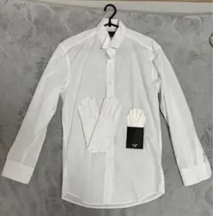 ホワイトウェディンググローブとシャツセット