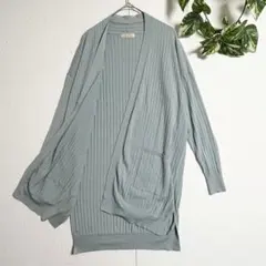 シルク混/薄手‼️ アイティズインターナショナル リブ ロングカーディガン Fのサムネイル