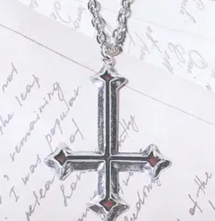 地雷 赤逆十字架ネックレス Gothic 稀少
