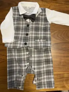 chill2 グレー系チェック フォーマルスーツ　ロンパース