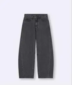 バレルレッグジーンズ標準丈　ダークグレー　S