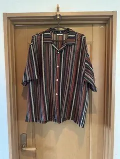 ストライプ 半袖シャツ 赤黒 JOURNAL STANDARD