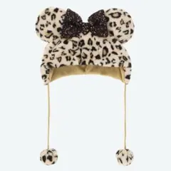 ディズニーリゾート　ミニー　ファンキャップ　レオパード柄　ヒョウ柄　茶色