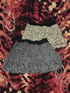平成 ヒョウ柄ミニスカート2枚セット ギャル グランジ y2k バルーンスカート