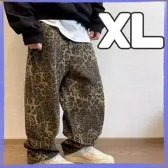 X L パンツ デニム ヒョウ柄 バギー レオパードストリート グランジ ワイド