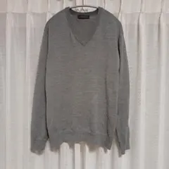 【訳あり品です】ナノユニバース メンズウールVネックニット XL 春 グレー生地